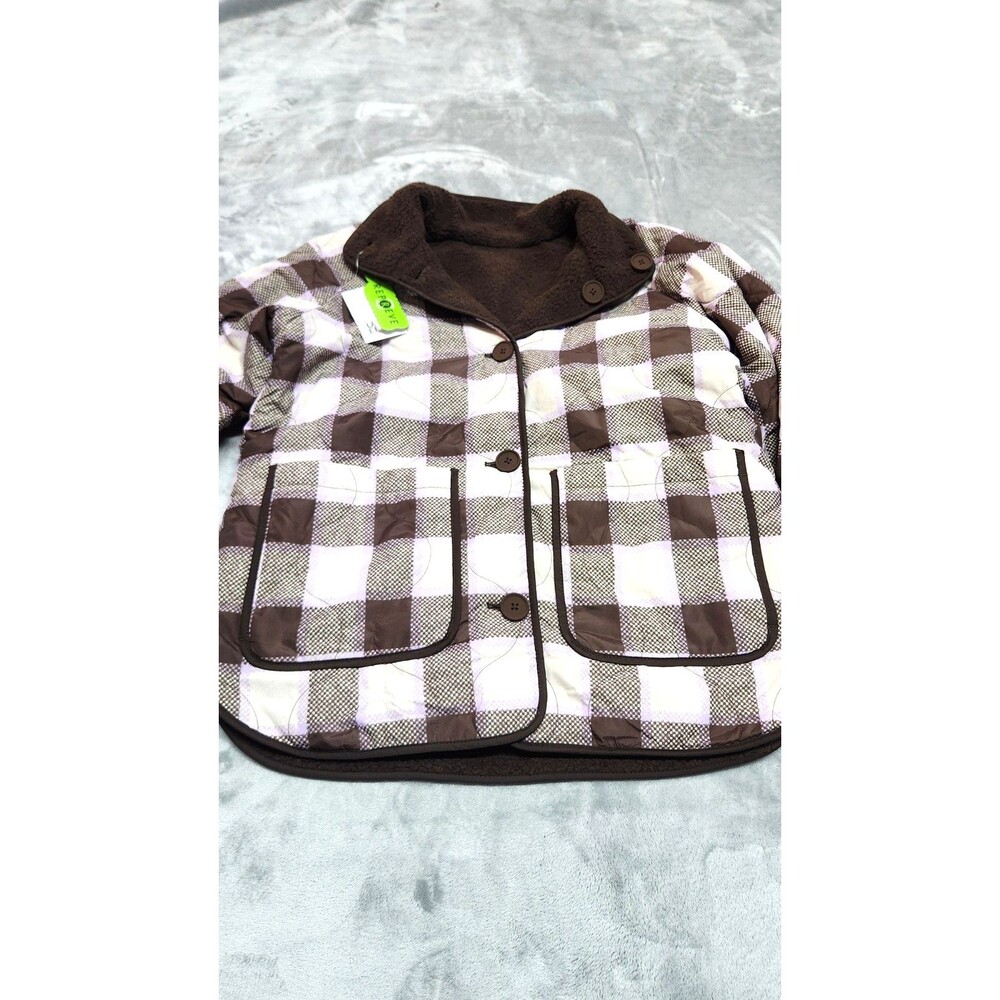Lands End Women's Size Small Sherpa Fleece Reversible Mixed Long Jacket NWT